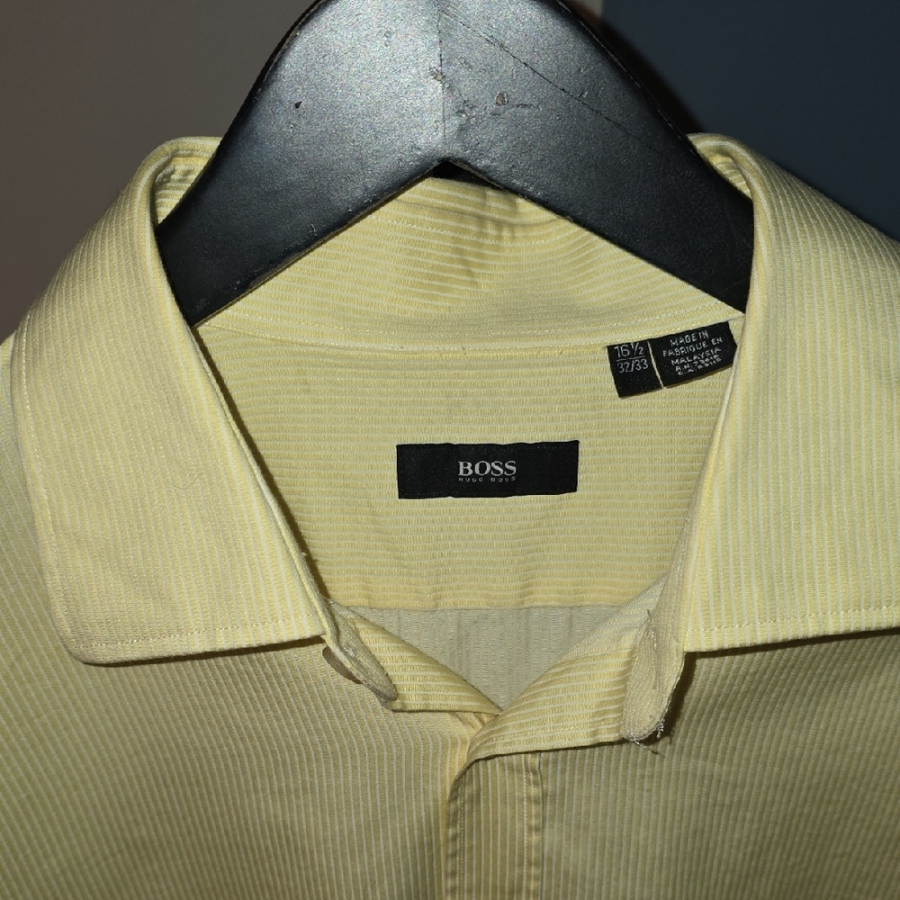 Boss Yellow Dress Shirt with Spread Collar